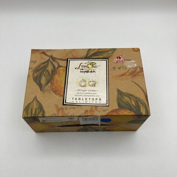 Tabletops Gallery Lemone Hand Painted 3D Ceramic Sugar Bowl & Creamer Set - Picture 8 of 8